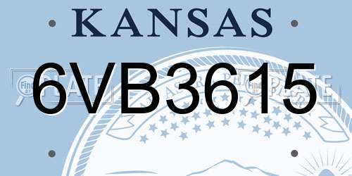 6VB3615 Kansas License Plate
