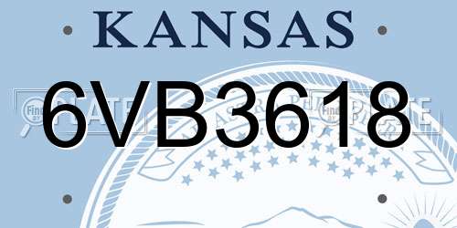 6VB3618 Kansas License Plate