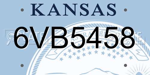 6VB5458 Kansas License Plate