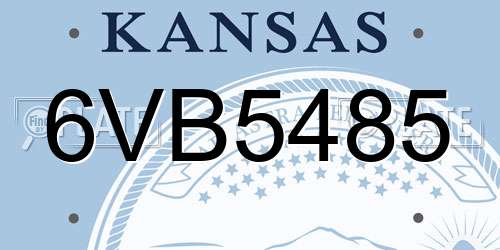 6VB5485 Kansas License Plate