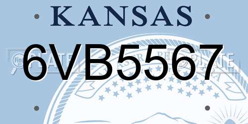 6VB5567 Kansas License Plate