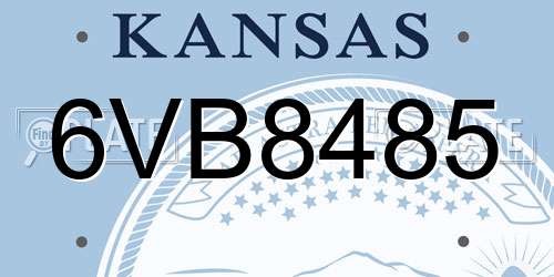 6VB8485 Kansas License Plate