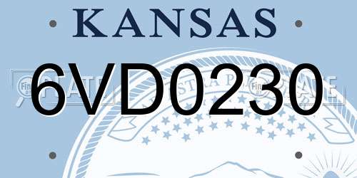 6VD0230 Kansas License Plate