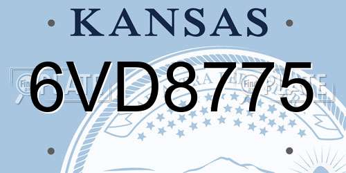 6VD8775 Kansas License Plate