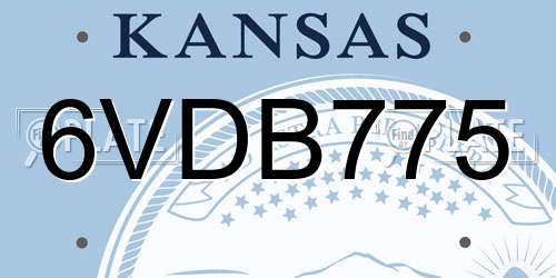 6VDB775 Kansas License Plate