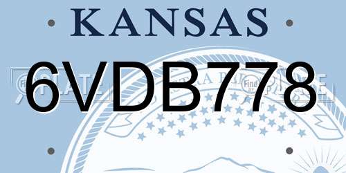 6VDB778 Kansas License Plate
