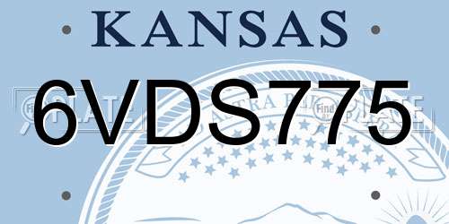 6VDS775 Kansas License Plate