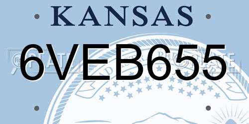 6VEB655 Kansas License Plate