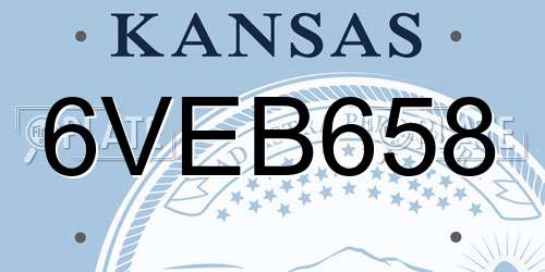 6VEB658 Kansas License Plate