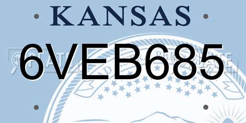 6VEB685 Kansas License Plate