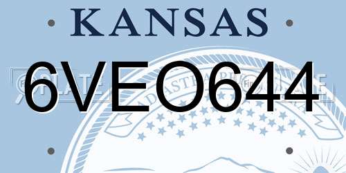 6VEO644 Kansas License Plate