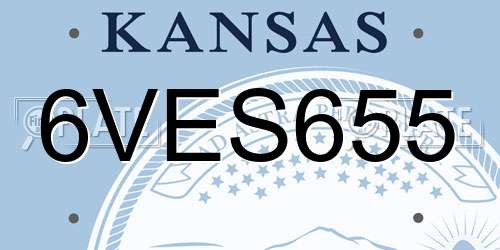 6VES655 Kansas License Plate