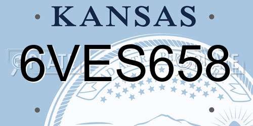 6VES658 Kansas License Plate