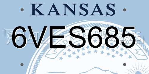 6VES685 Kansas License Plate