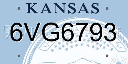 6VG6793 Kansas License Plate