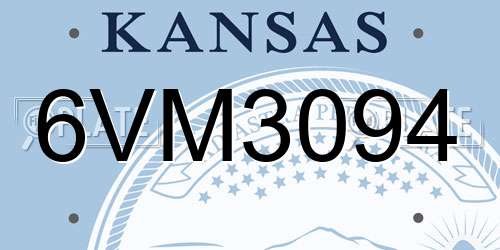6VM3094 Kansas License Plate