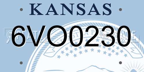 6VO0230 Kansas License Plate