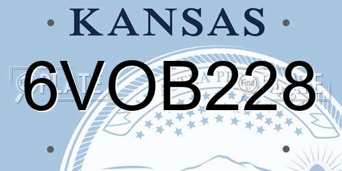 6VOB228 Kansas License Plate
