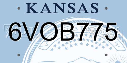6VOB775 Kansas License Plate