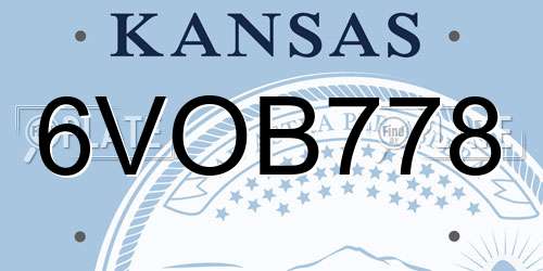 6VOB778 Kansas License Plate