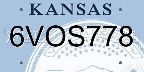 6VOS778 Kansas License Plate