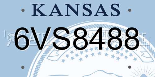 6VS8488 Kansas License Plate