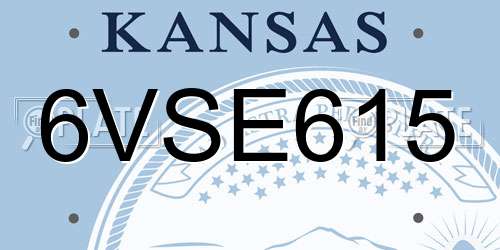 6VSE615 Kansas License Plate