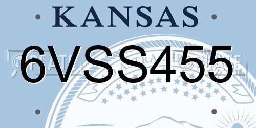 6VSS455 Kansas License Plate
