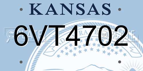 6VT4702 Kansas License Plate