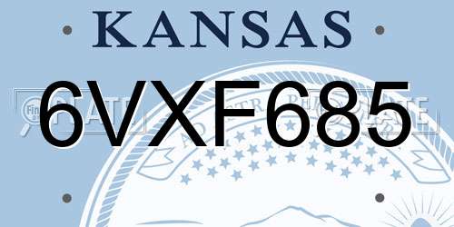 6VXF685 Kansas License Plate