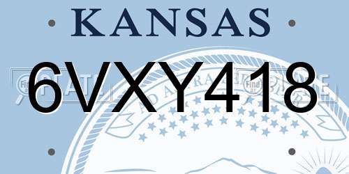 6VXY418 Kansas License Plate