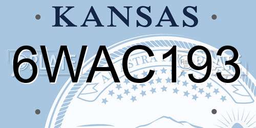 6WAC193 Kansas License Plate