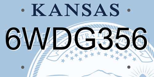 6WDG356 Kansas License Plate