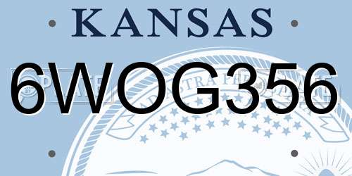 6WOG356 Kansas License Plate