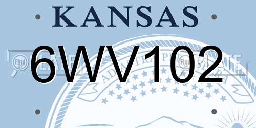6WV102 Kansas License Plate