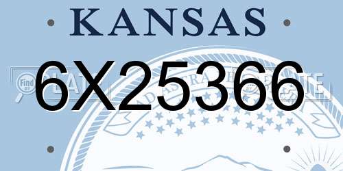 6X25366 Kansas License Plate