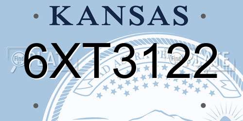 6XT3122 Kansas License Plate
