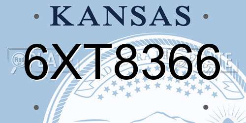 6XT8366 Kansas License Plate