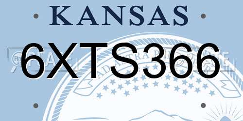 6XTS366 Kansas License Plate
