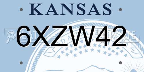 6XZW42 Kansas License Plate
