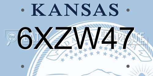 6XZW47 Kansas License Plate