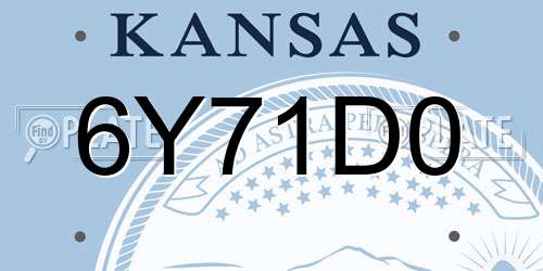 6Y71D0 Kansas License Plate