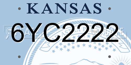 6YC2222 Kansas License Plate