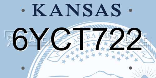 6YCT722 Kansas License Plate
