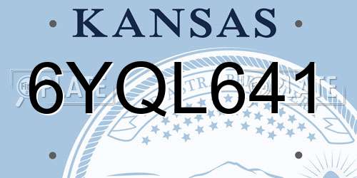 6YQL641 Kansas License Plate