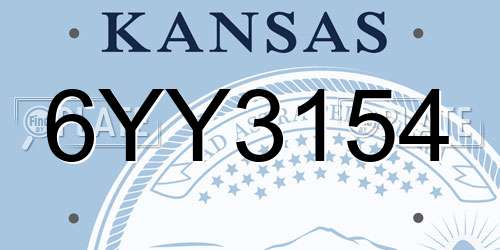 6YY3154 Kansas License Plate