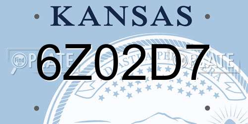 6Z02D7 Kansas License Plate