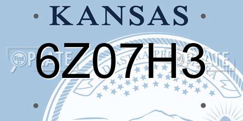 6Z07H3 Kansas License Plate