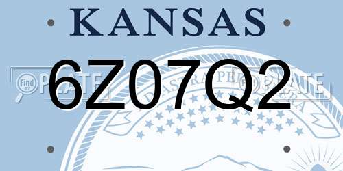 6Z07Q2 Kansas License Plate