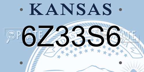 6Z33S6 Kansas License Plate